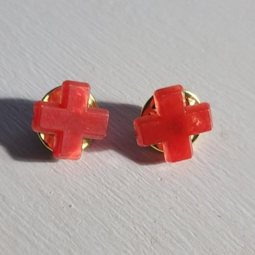 Red Cross Blood Drive Vintage Lapel Pin Set (2)